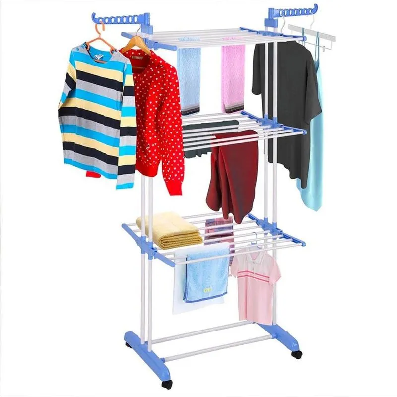 Varal De Chão Roupas Grande Dobrável Retrátil 3 Andares