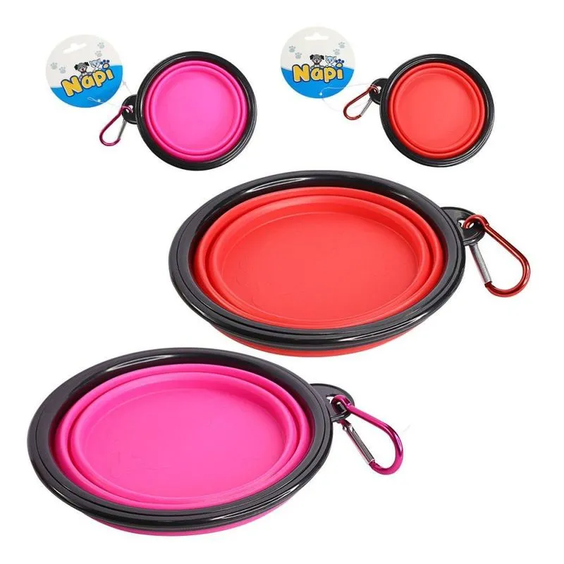 Tigela Para Água 350ml Retrátil Rosa / Vermelho Cães Gatos