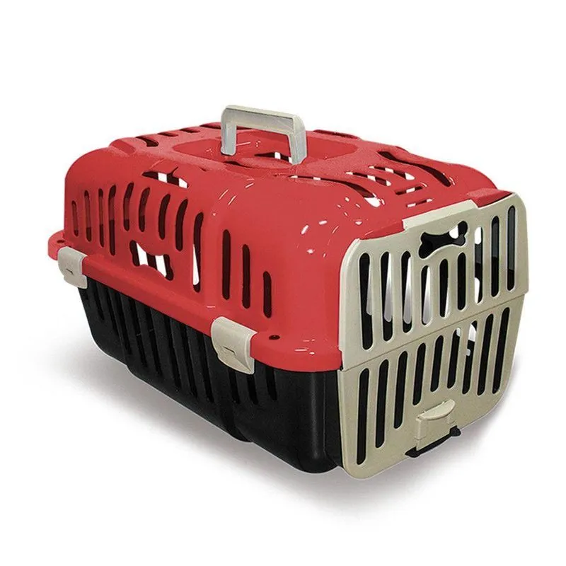 Caixa De Transporte De Pet Vermelho N1 C- Trava De Segurança