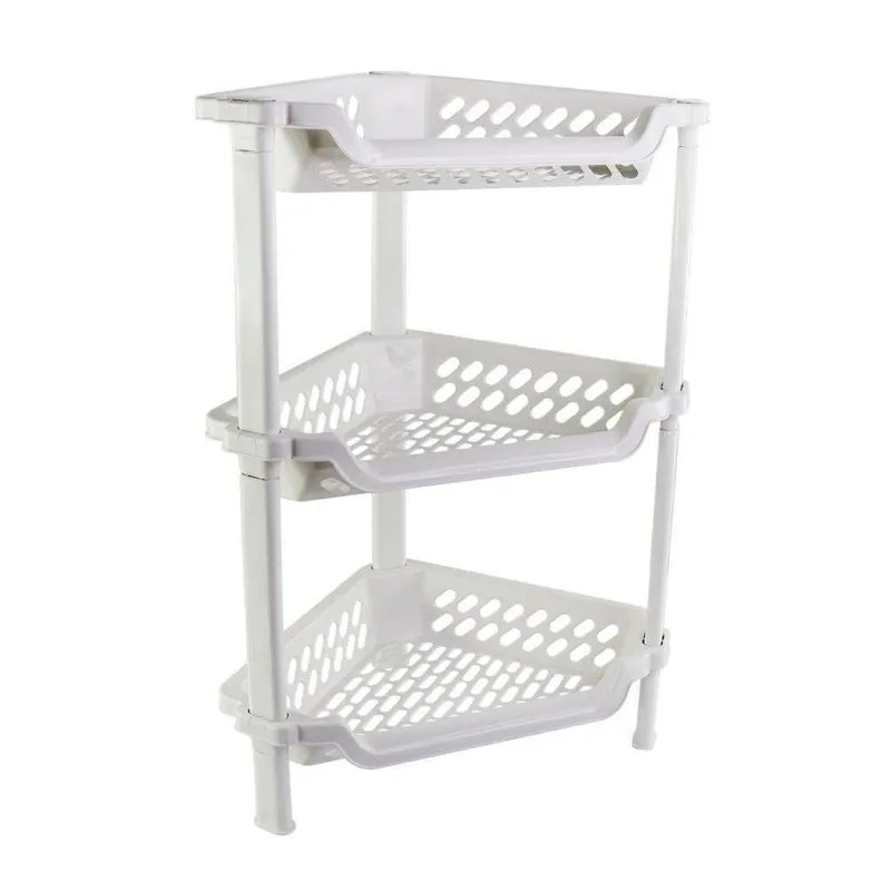Organizador Vertical Branco Triangular De Canto 03 Andares