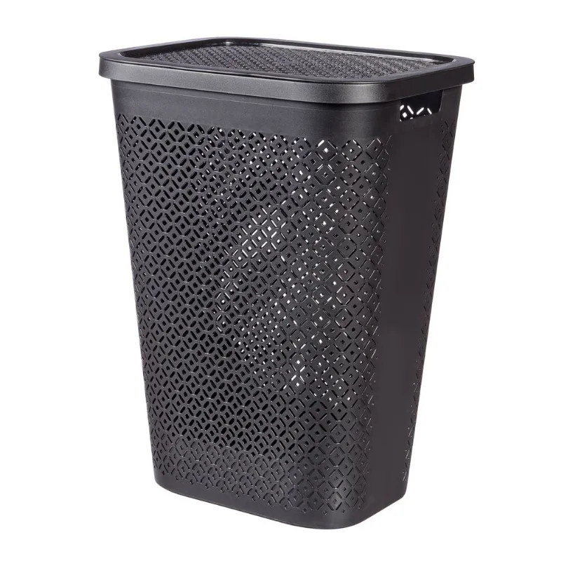 Laundry Terrazzo con tapa 44x38x58cm negro