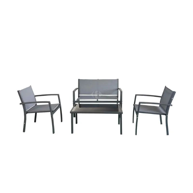 Juego de jardín 4 piezas textilino gris