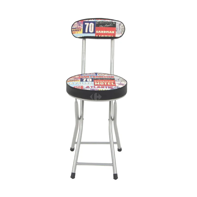 Taburete plegable con respaldo american negro
