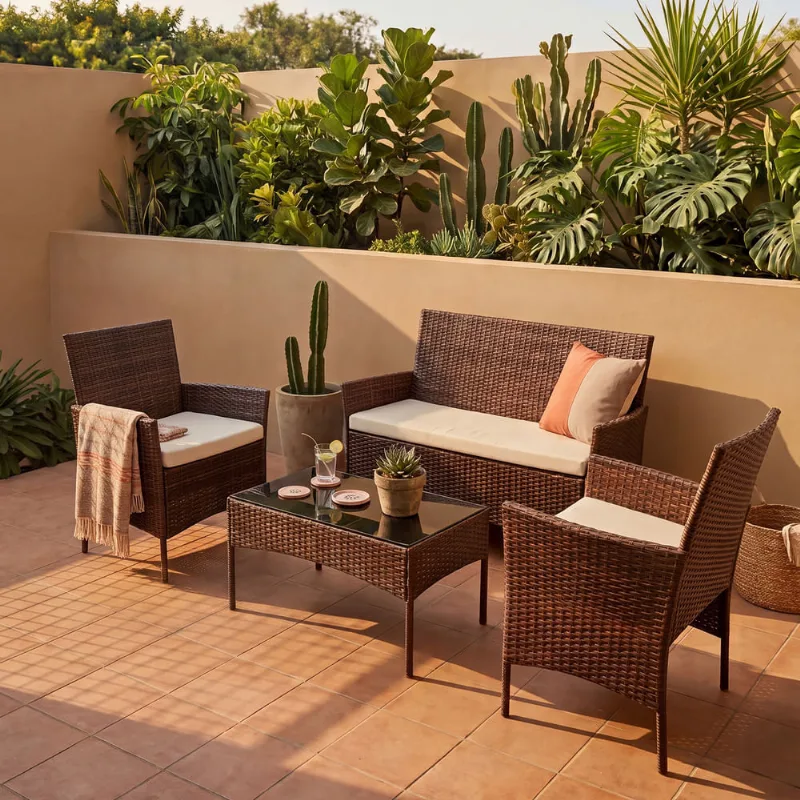 Set de Terraza Nápoles + Sofá + 2 Butacas + Mesa