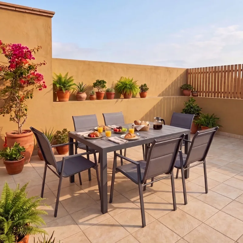 Set de Terraza Milano Mesa Rectangular + 6 Sillas
