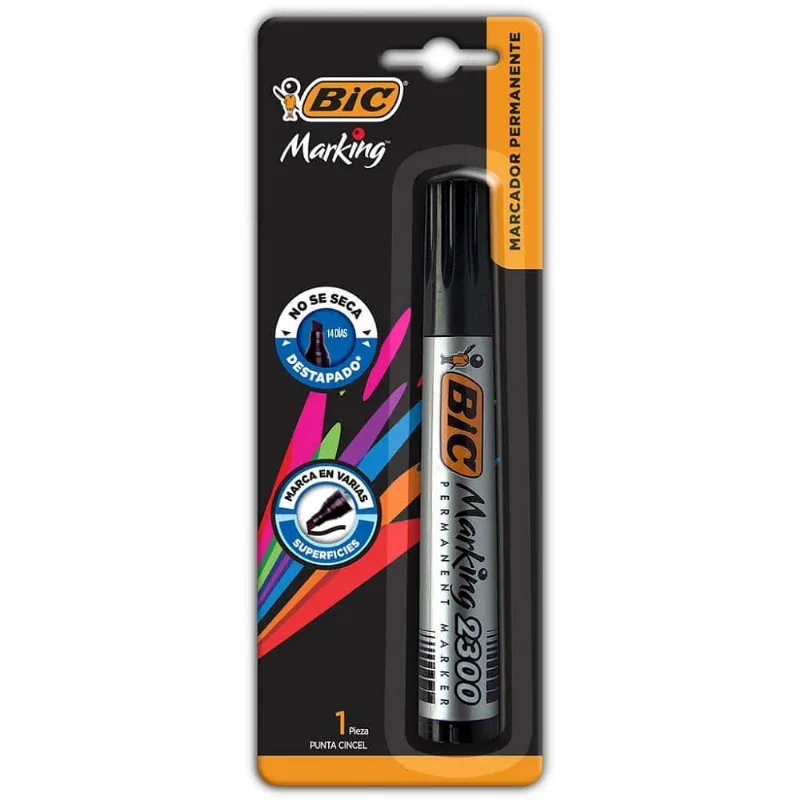 Marcador Permanente | Bic | Marking 2300 | Punta Cincel | Negro