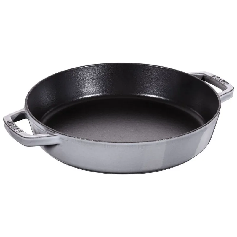 Frigideira Redonda com Duas Alças, 26cm, Cinza Grafite, Ferro Fundido