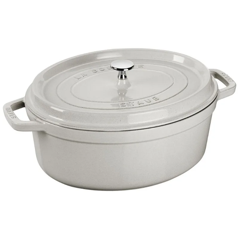 Caçarola Oval, 27cm, Branco Trufado, Ferro Fundido