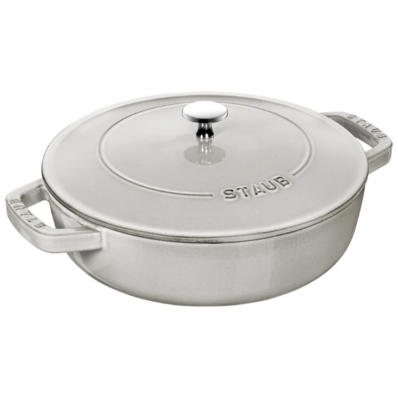 Caçarola Redonda Baixa Chistera, 26cm, Branco Trufado, Ferro Fundido