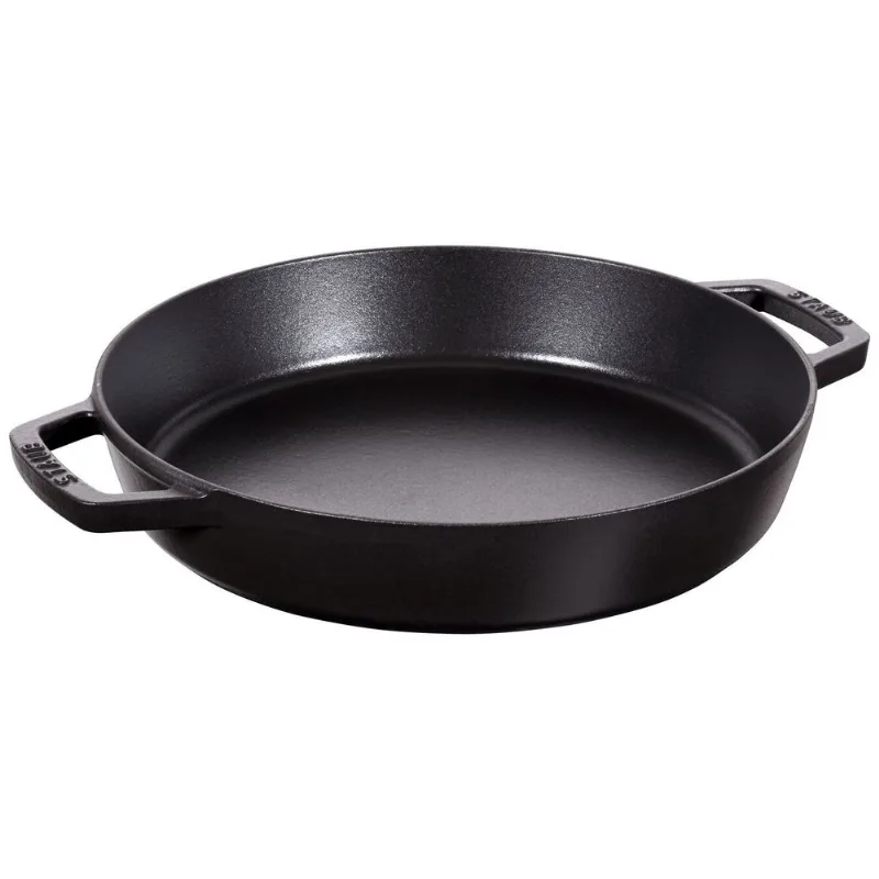 Frigideira Redonda com Duas Alças, 34cm, Preta, Ferro Fundido