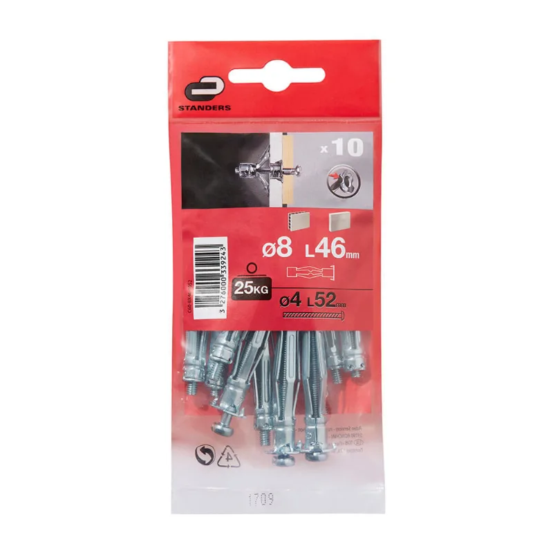Tornillo + Tarugo 8x46mm x 10 unidades Standers