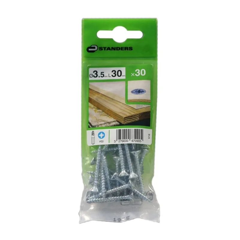 Tornillo Aglomerado Cs Pz Acero 3.5x30mm 30u Standers
