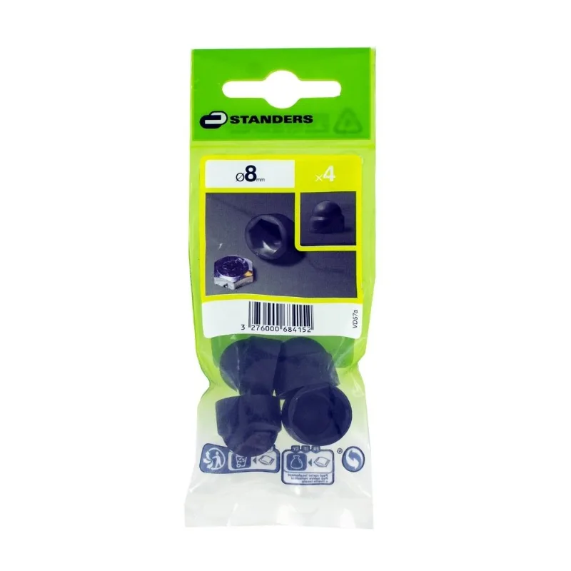 Tapa para tornillo Hexagonal Plástico Negro D8 4 unidades Standers