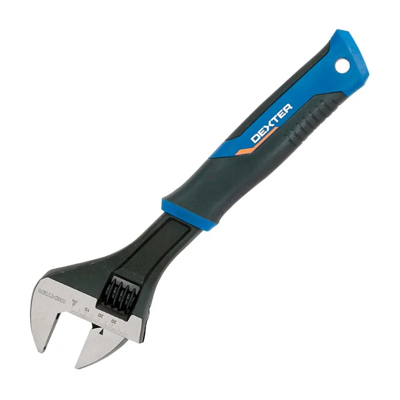 Llave Francesa Dexter 300mm de Metal/Plástico Azul