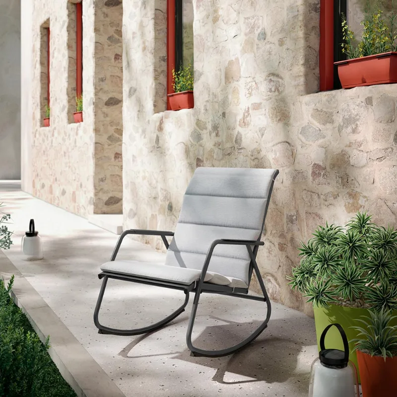 Silla Mecedora Exterior Rocking Gris Oscuro Naterial