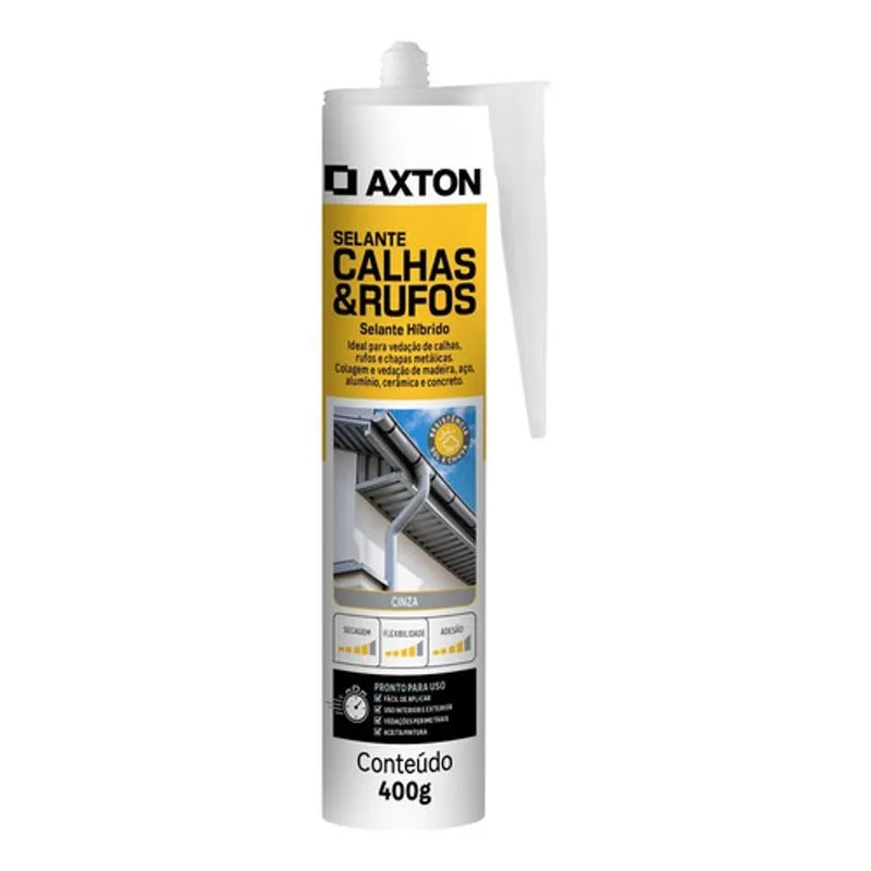 Selante Hibrido Para Calhas E Rufos Preto Tubo 400g Axton
