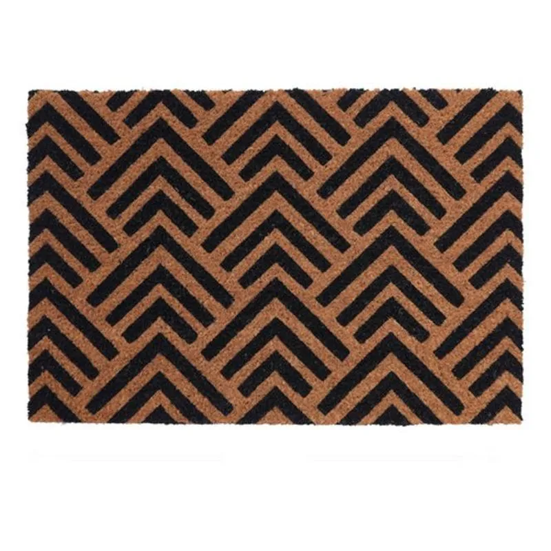 Tapete Retangular Preto Marrom 40x60 Cm Retencao De Sujeira