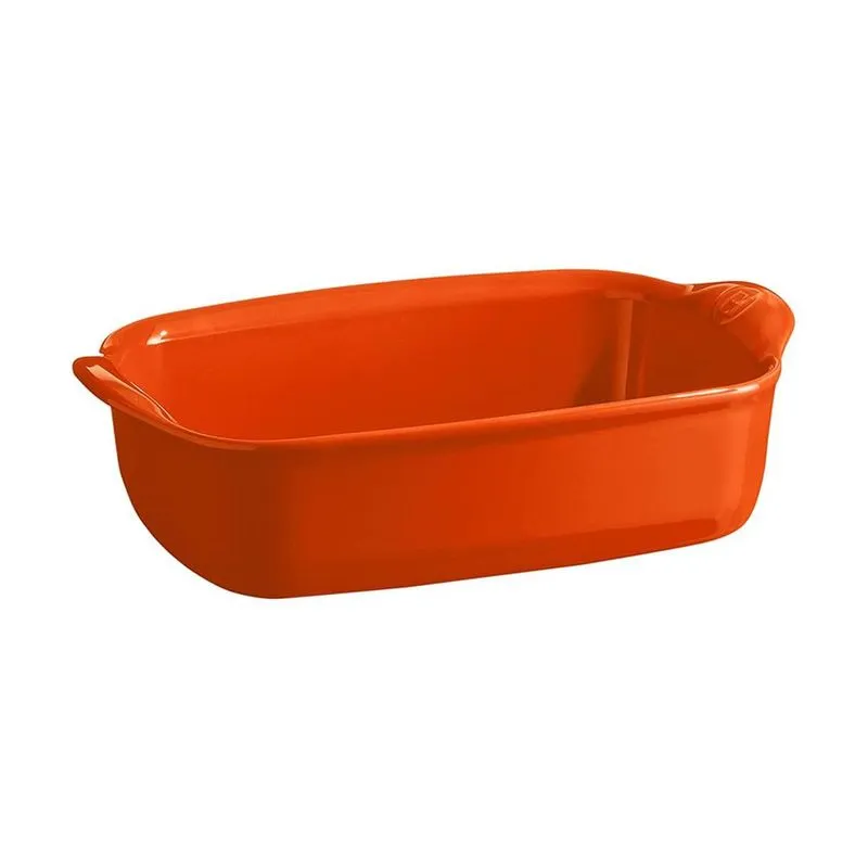 Travessa retangular em cerâmica Emile Henry 29x19cm laranja