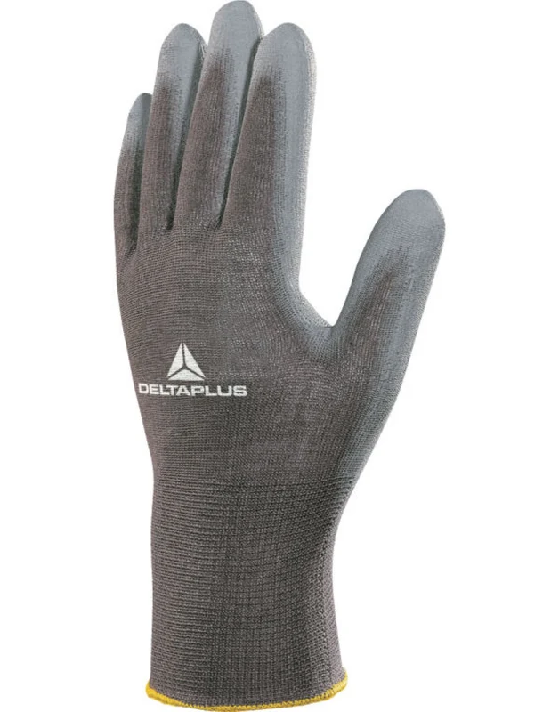 Delta Plus Polyester Knitted Gloves- Pu Palm Grey / 8/M
