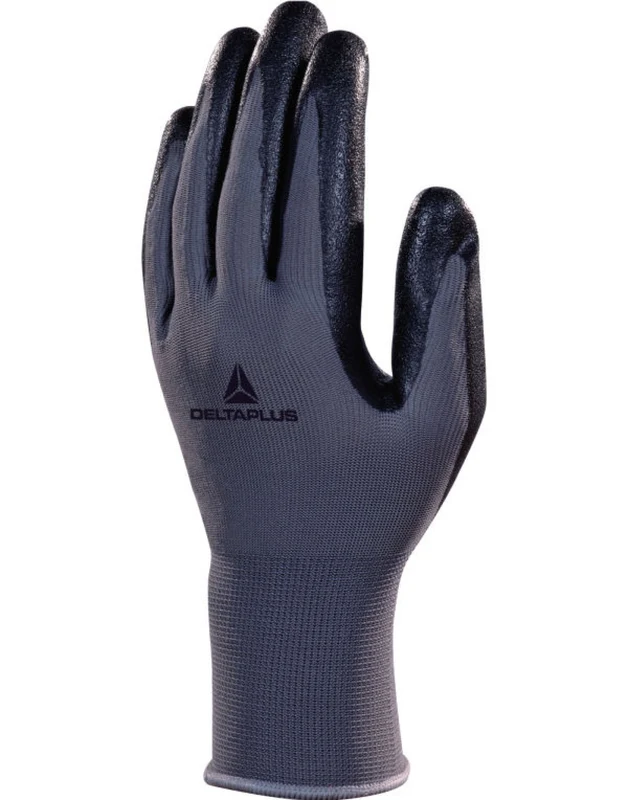 Delta Plus Polyester Knitted Gloves-Nitrile Foam Palm Grey/Black / 9/L