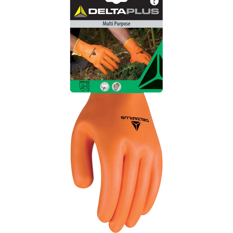 Delta Plus DPVE716 Waterproof Nitrile Foam Gloves Orange / UK 7