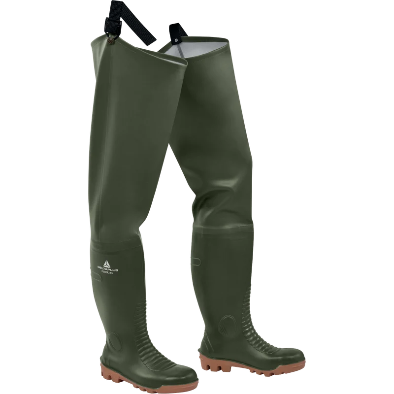 Delta Plus FISHER2 S5 SRA Safety Thigh Waders Khaki/Beige / EU 37