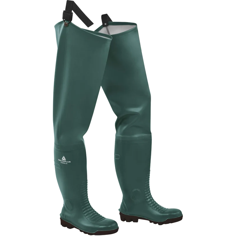 Delta Plus FISHER2 S5 SRA Safety Thigh Waders Green/Black / EU 43