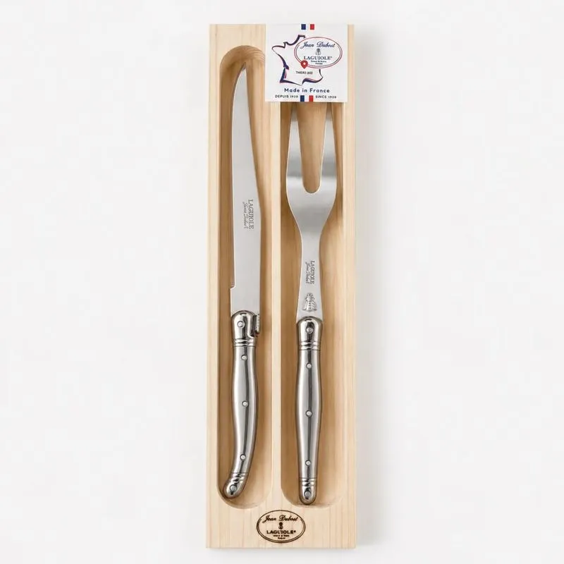 Kit Churrasco Garfo e Faca em Inox 2 Peças Laguiole