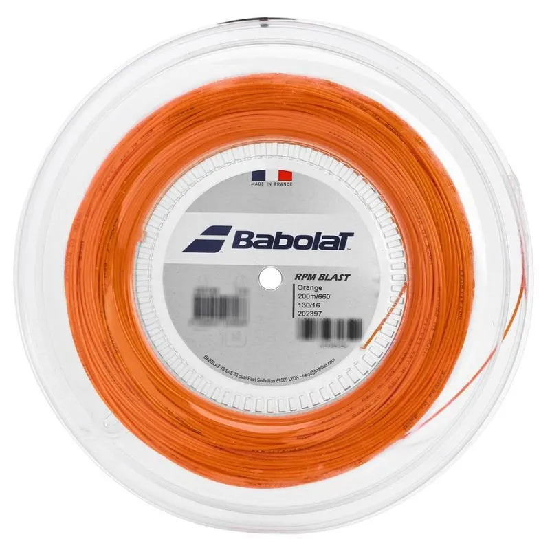 Corda Babolat RPM Blast 1.30mm 16L Laranja Rolo com 200 Metros