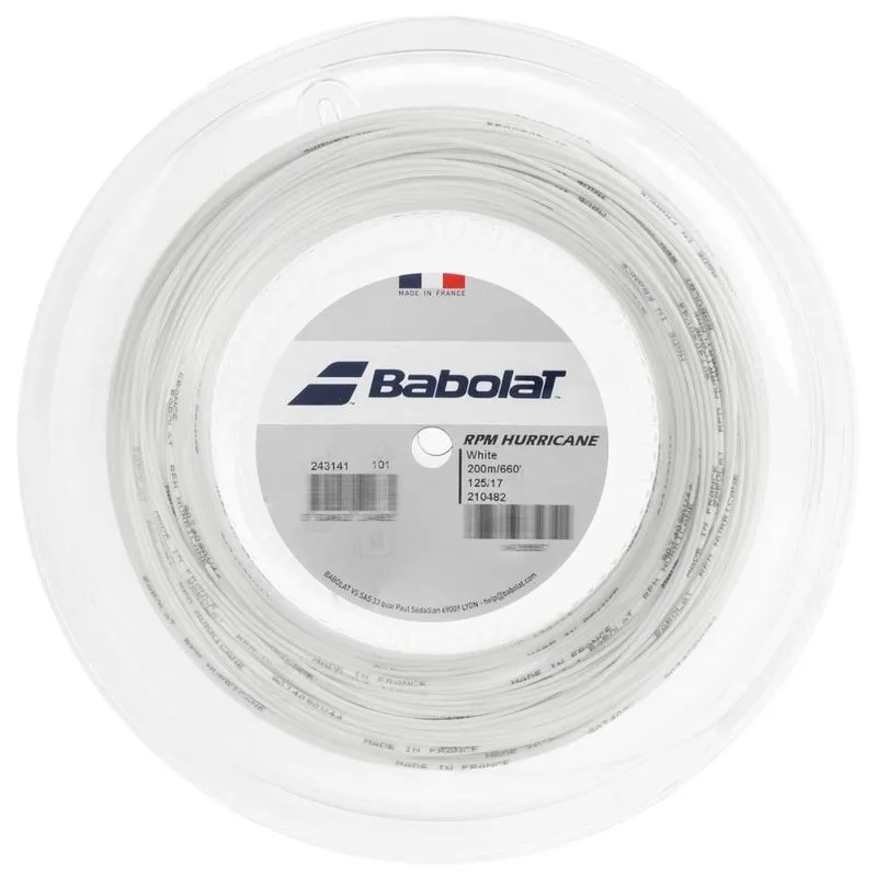 Corda Babolat RPM Hurricane 17L 1.25mm Branca - Rolo Com 200 Metros
