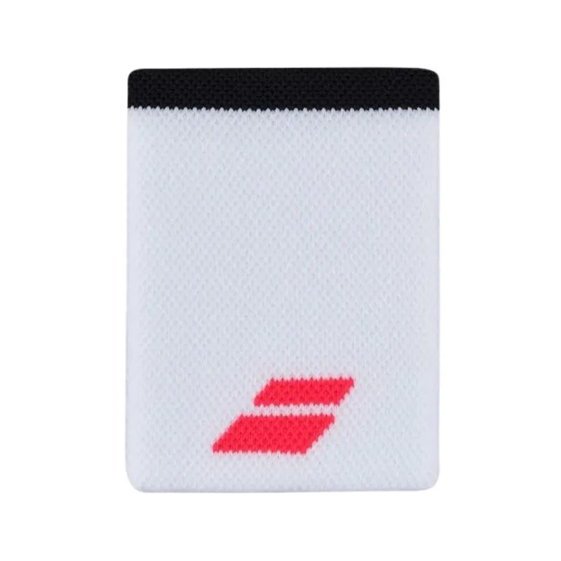 Munhequeira Babolat Logo Jumbo - Branca com Preta e Vermelho