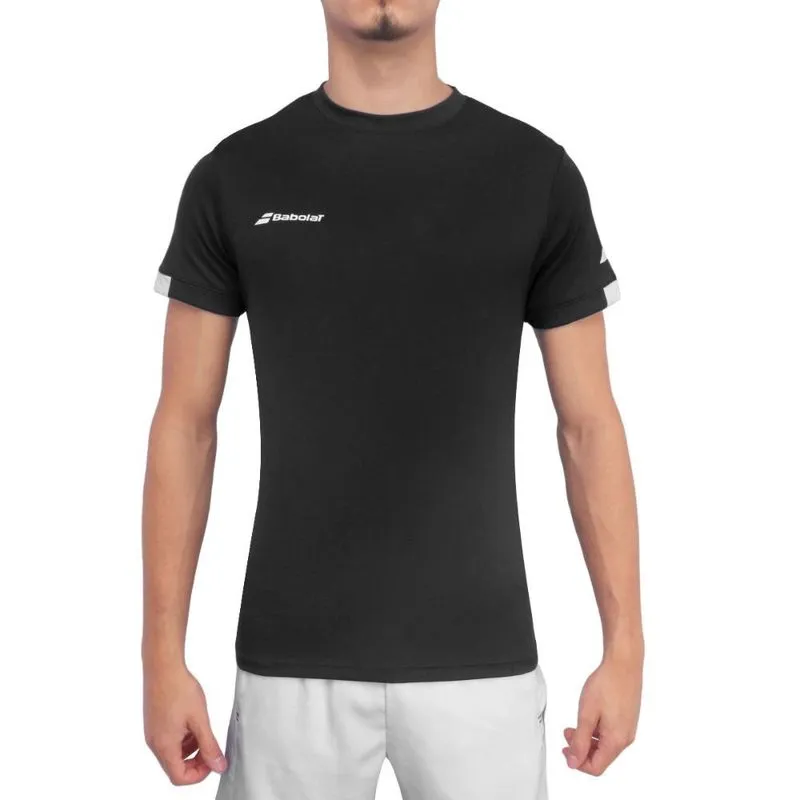 Camiseta Babolat Play Neck Tee Preta e Branca