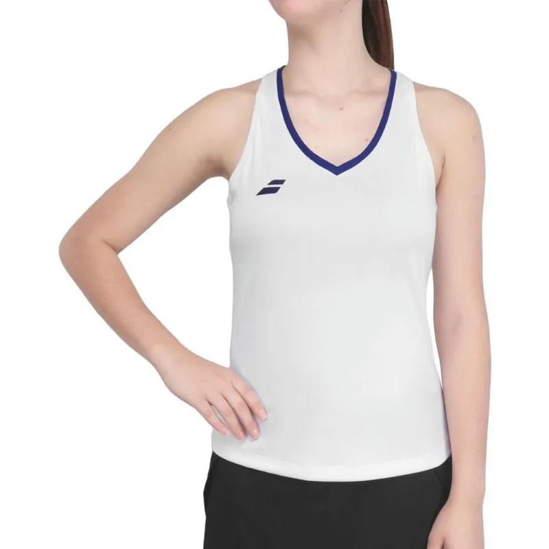 Regata Babolat Play Tank Top Branca e Azul G