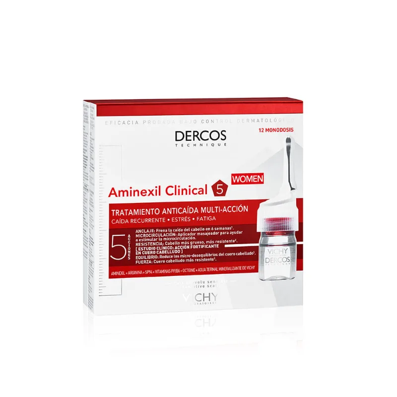 Tratamiento Capilar Anticaída Vichy Dercos Aminexil Pro Mujer x 12 Ampollas x 6 ml