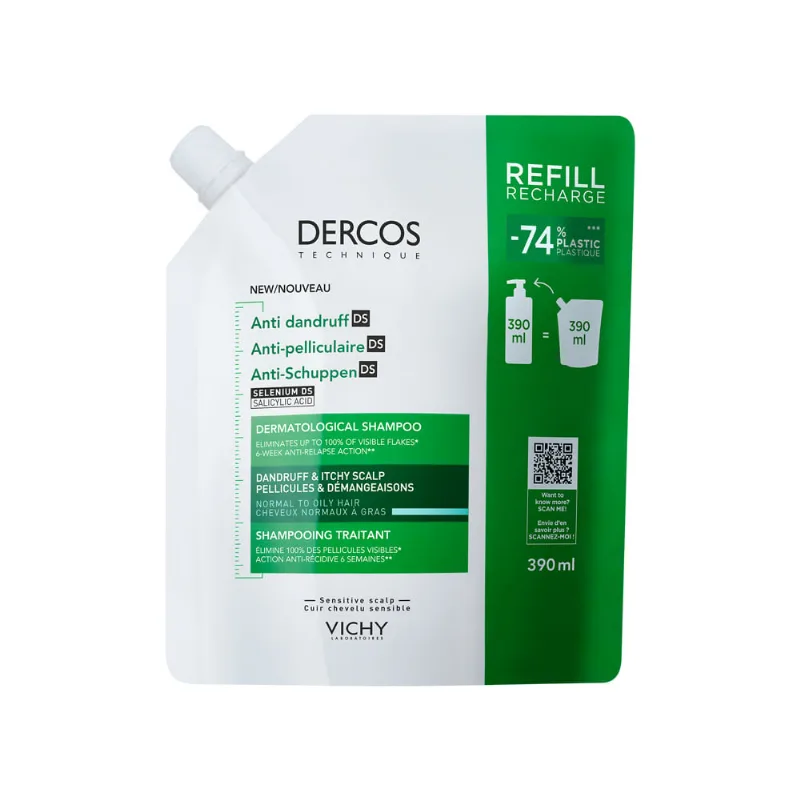 Dercos DS Shampoo Anticaspa Cabello Graso Refill - Vichy 390 ml