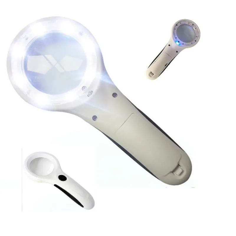 Lupa De Mao Com Luz Uv E Wood Para Analise De Pele 8 Leds