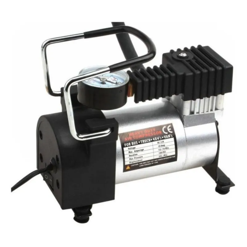 Compressor De Ar 12v Em Metal Mini Com Manometro Pneu