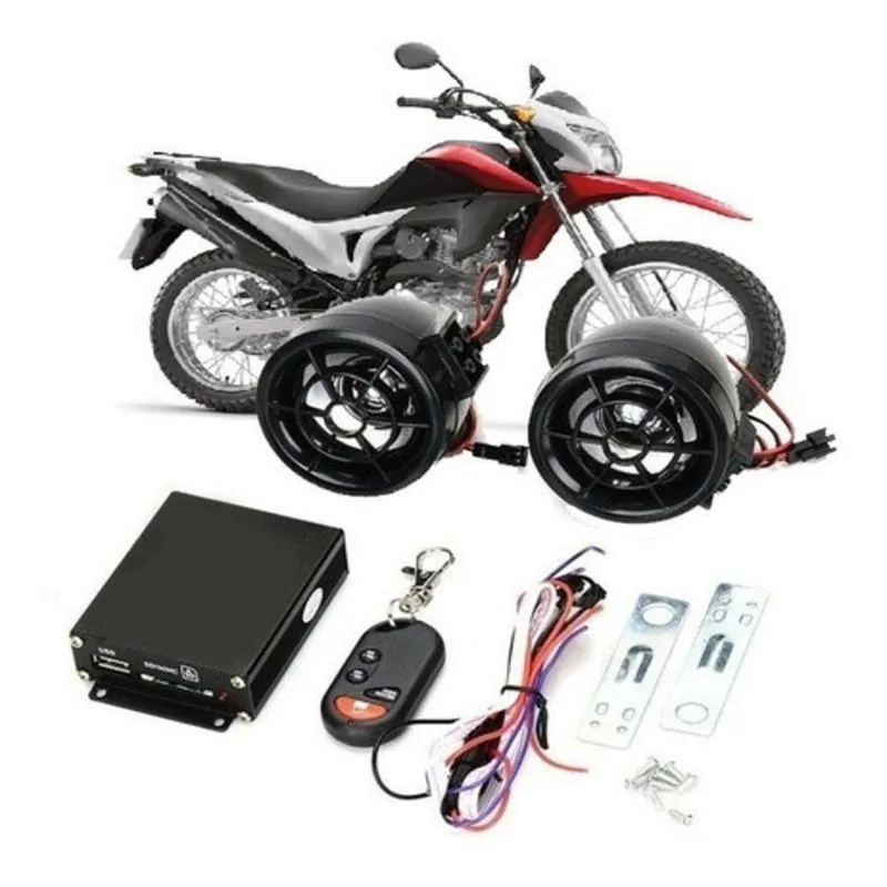 Kit Alarme Para Moto Anti Furto Trava Com Caixa De Som Mp3