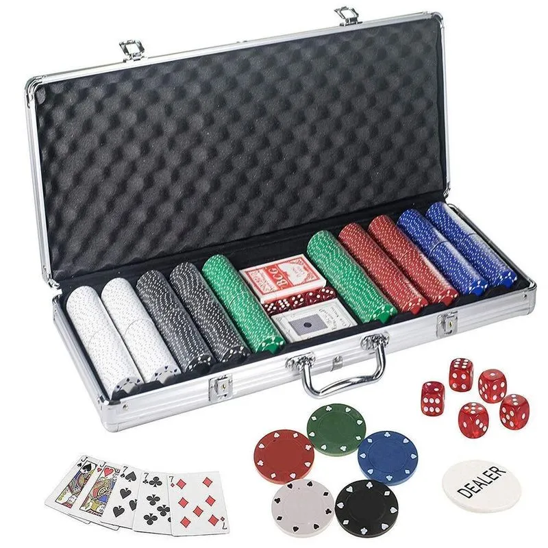 Maleta Poker Profissional Kit Completo 500 Fichas Baralho Dados Em Aluminio Com Veludo Interno