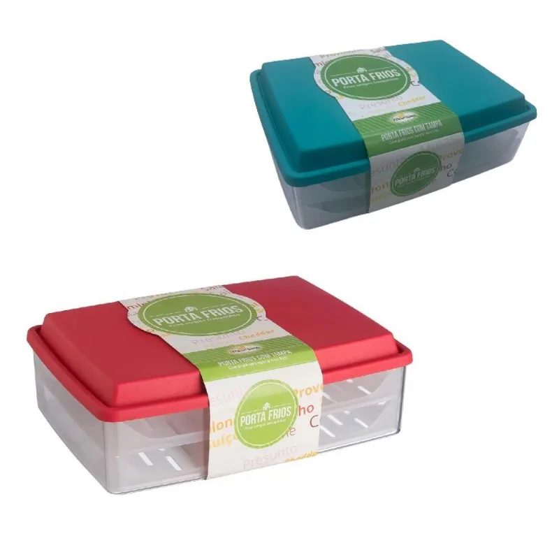 Porta Frios Duplo Com Divisoria Pote Multiuso Geladeira Hermetico Bpa Free Com Tampa Verde