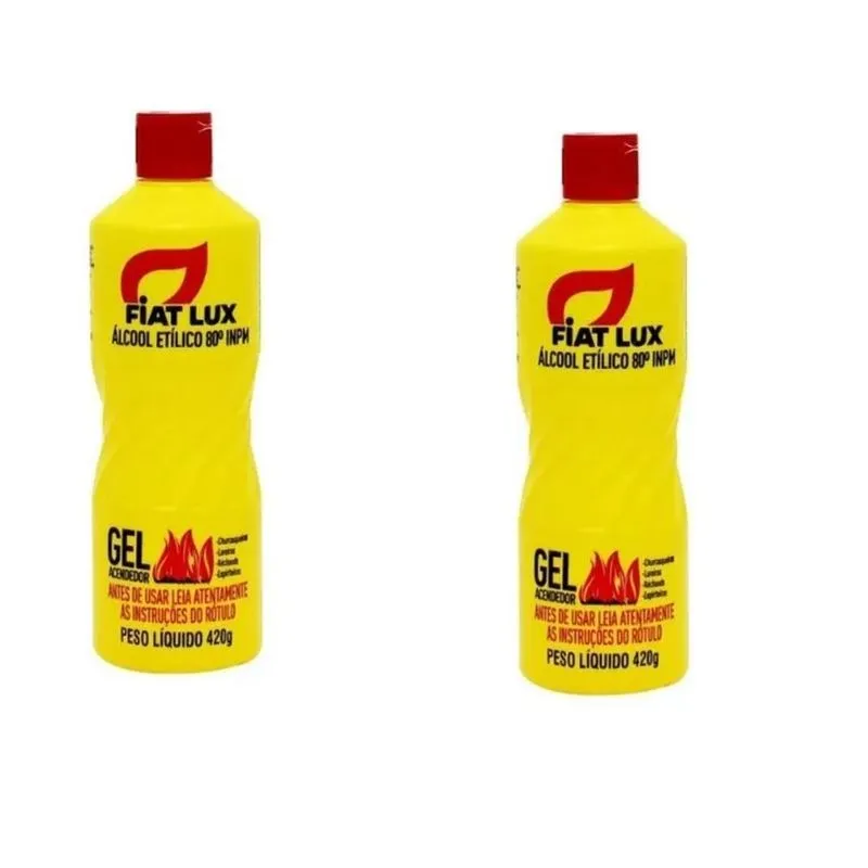 Kit 2 Alcool Fiat Lux Acendedor De Carvao Lareira Gel Estilico Não É Necessário Abanar É Só Acender