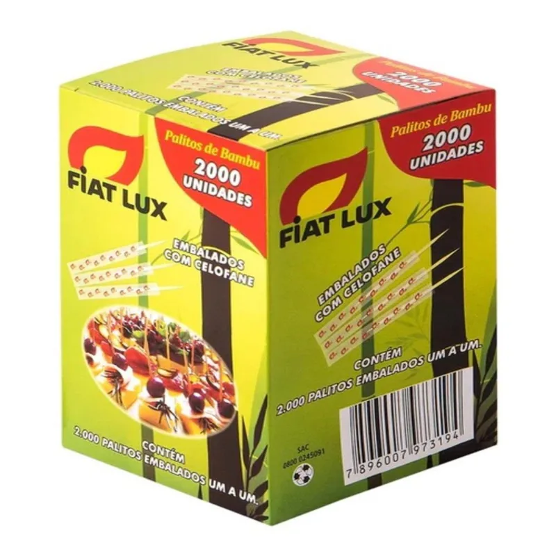 Kit 2000 Palitos De Dente Bambu Fiat Lux Ponta Fina Multiuso Embalados Individualmente