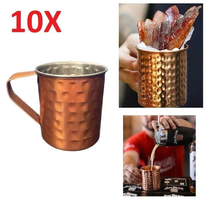 10 Copos Moscow Mule Caneca De Bebidas Com Alça Bar 350ml