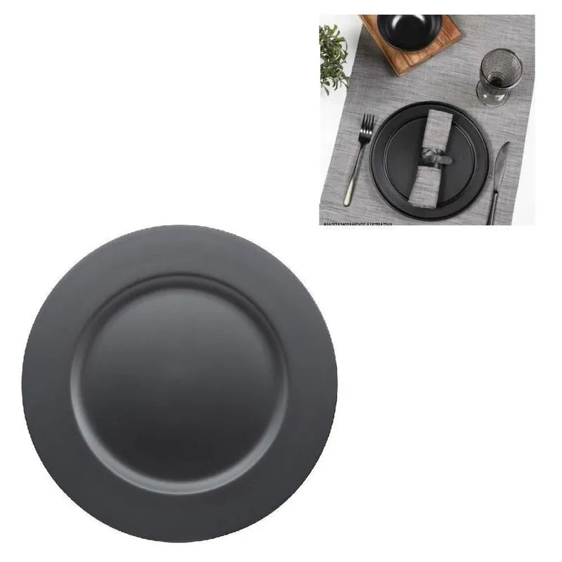 Sousplat Preto Prato Bandeja Em Aco Inox Suporte Para Prato
