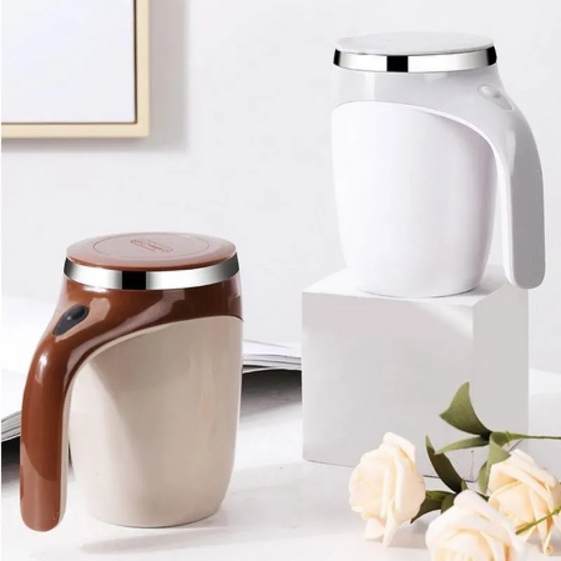 Caneca Mixer Automatica Grande 400ml Bule Misturador Manetico Copo Jarra Liquidificador Shake Vintage Luxo Cor:branco