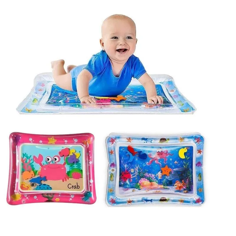 Tapete De Agua Inflavel Atividades Bebe Infantil Almofada Interativa Fundo Do Mar Piscina Sensorial Azul