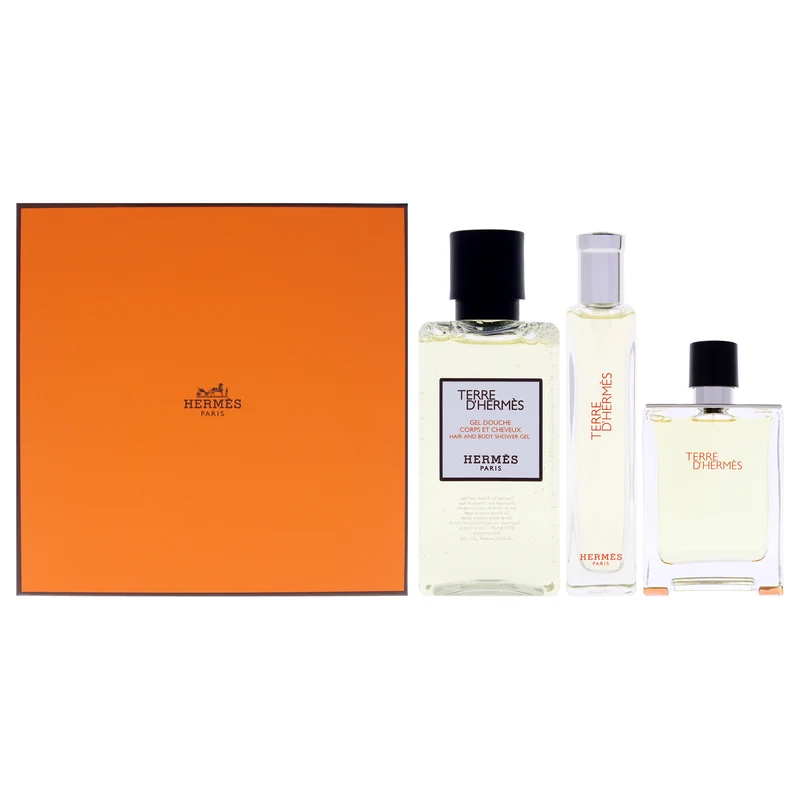 Hermes Terre DHermes by Hermes for Men - 3 Pc Gift Set 3.3oz EDT Spray, 0.5oz EDT Spray, 1.35oz Hair And Body Shower Gel 3 Pc Gift Set
