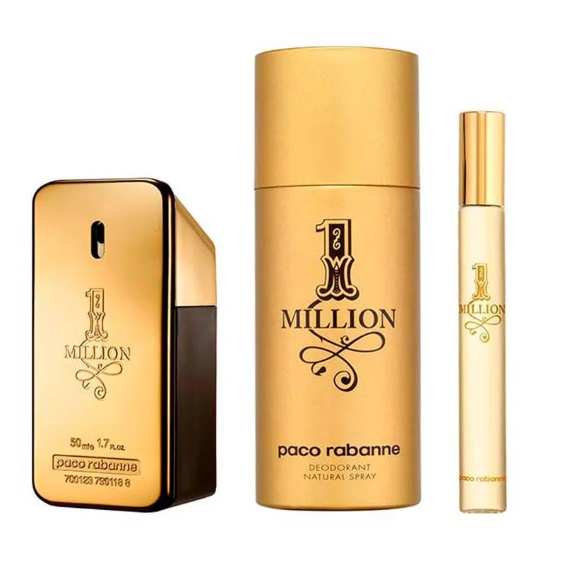 1 Million Rabanne Kit - Perfume Masculino + Desodorante Spray + Perfume Travel Size Kit