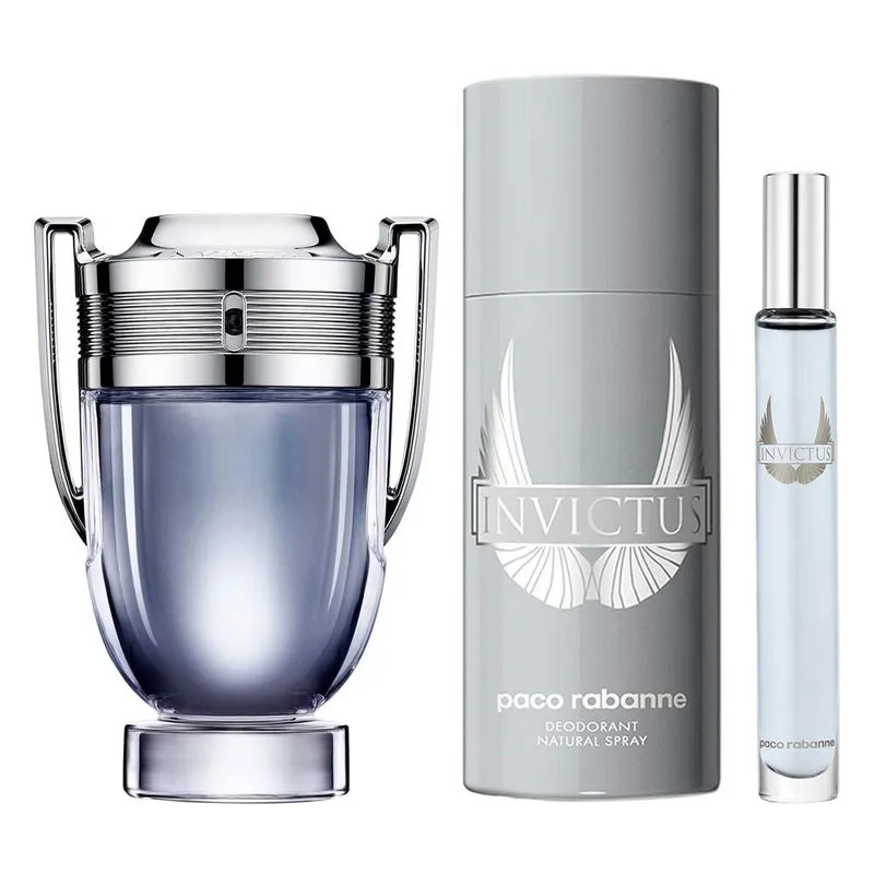 Rabanne Invictus Kit – Perfume Masculino + Desodorante Corporal + Travel Spray Kit