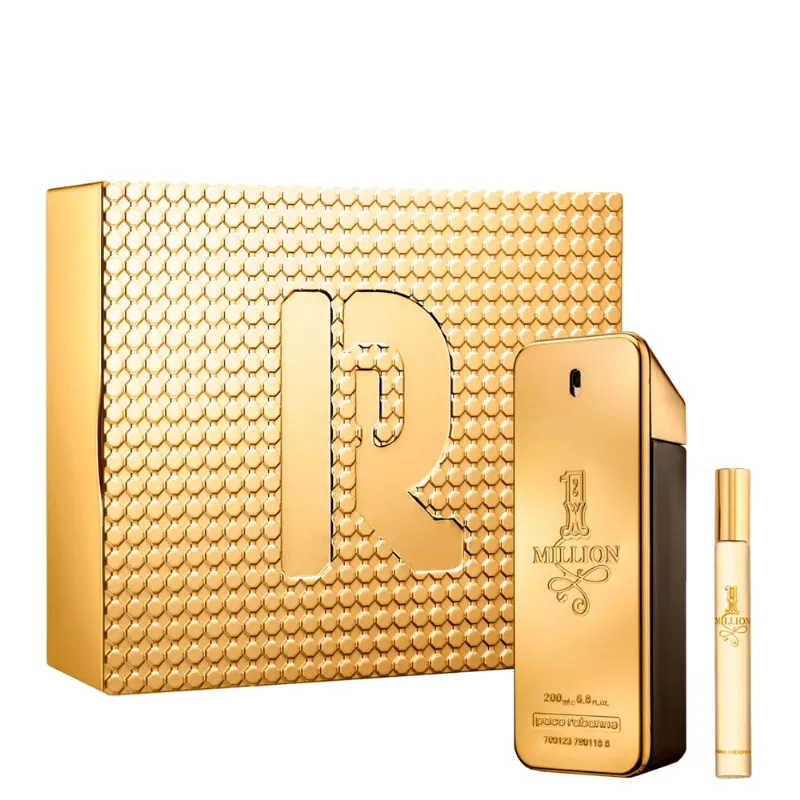 Kit Perfume Rabanne 1 Million Masculino - Eau de Toilette 200ml + Miniatura 10ml Coffret